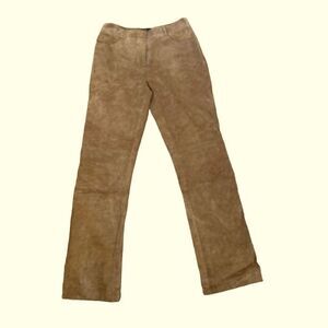 Kenneth Cole Leather Suede Bootcut Pants Women’s Tan Size 4